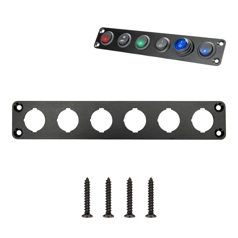 SDAQGE Switch Panel, Round 12 Volt Marine Switch Panel Aluminum Waterproof Rocker Switch Panel for Car Truck Marine Boat Rv Vehicle (6 Way) - Image 1
